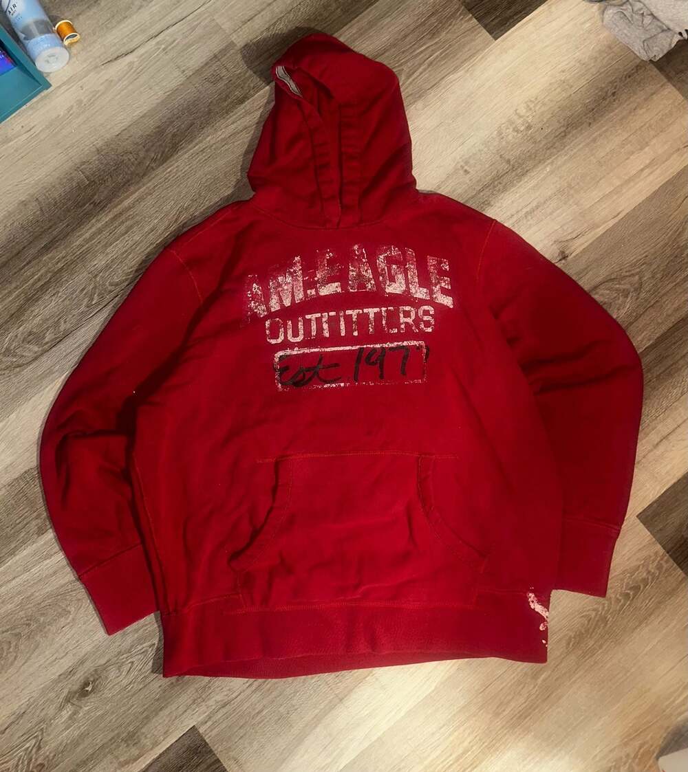 American Eagle Outfitters Red Graphic Hoodie Size XL